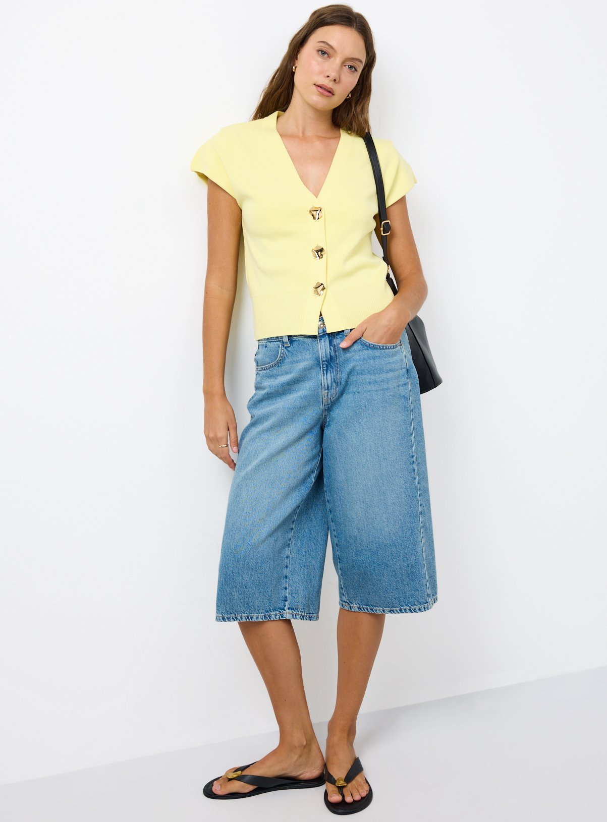 Light Yellow V Neck Cardigan XL - Image 2 thumbnail